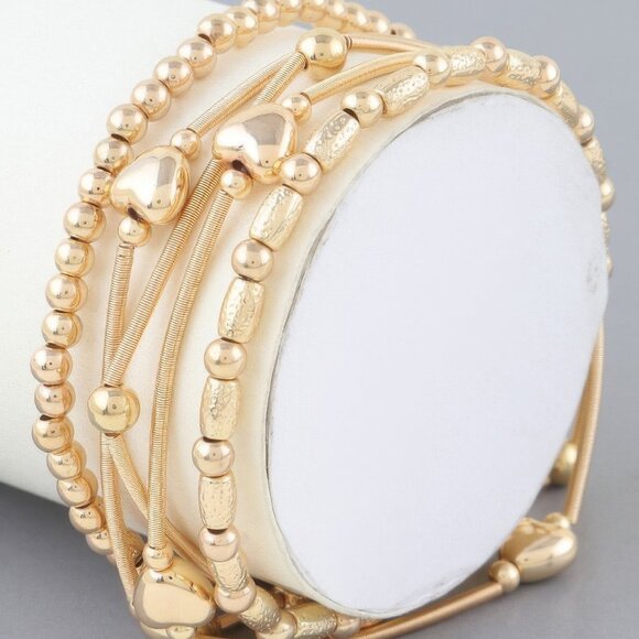 Multi Heart Coil Beaded Bracelet - Picture 1 of 4